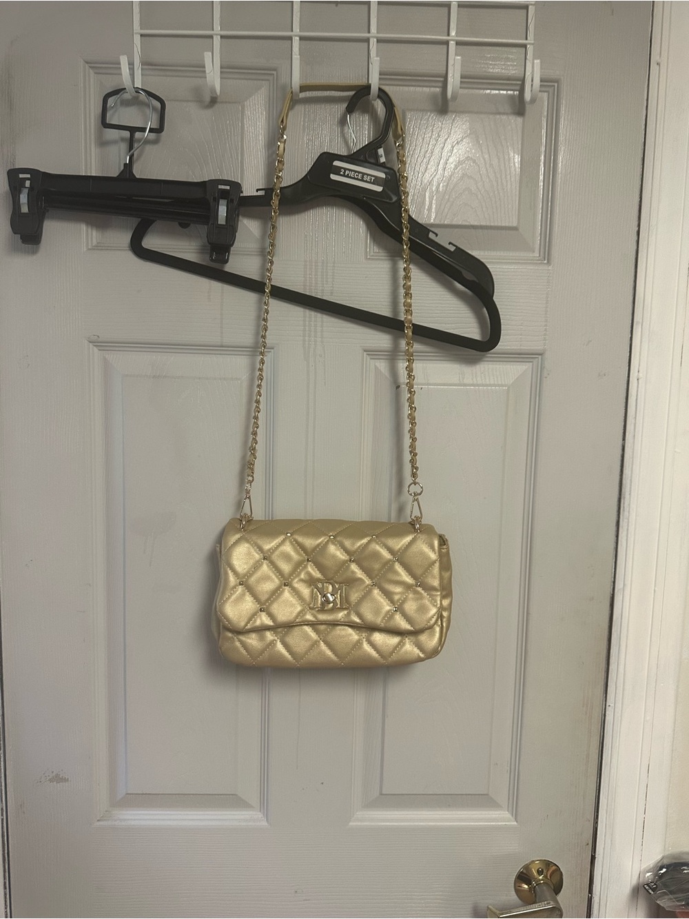 Badgley Mischka Metallic Gold Quilted Chain Crossbody
